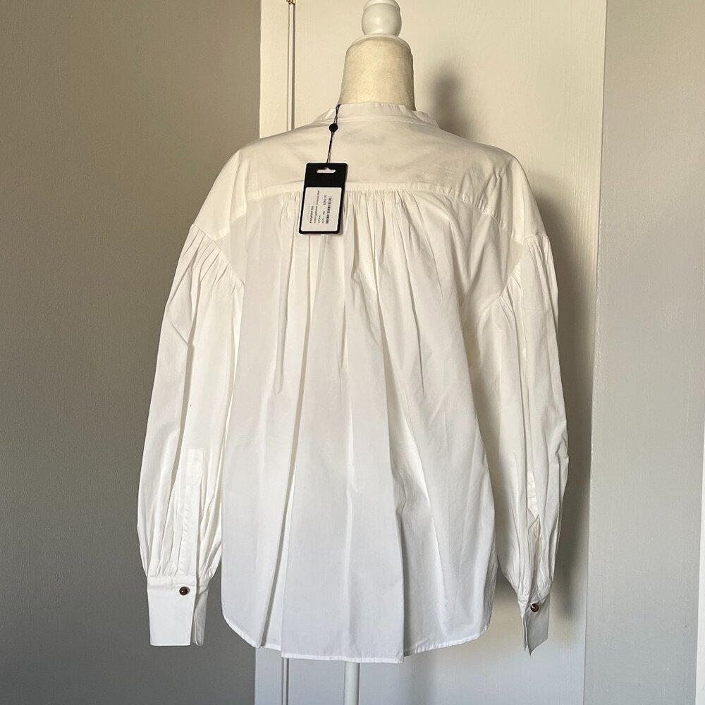 NWT Bassike Oversized White 100% Cotton Blouse with Stone Buttons Size M… - Picture 2 of 8